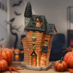 12 in. Halloween Pre-Lit Black Haunted House Decoration with LED Lights Indoor Decorations