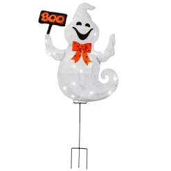 Best 31 in. Halloween Pre-Lit Boo Ghost Lawn Decoration with LED Lights Outdoor Decorations