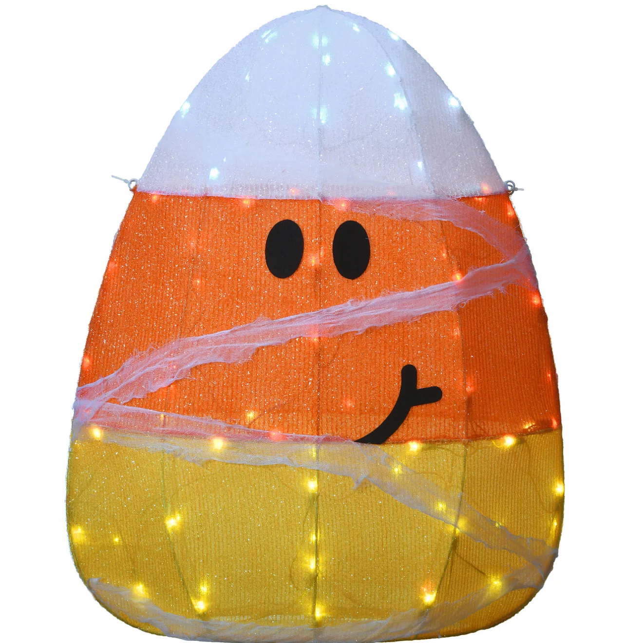 Clearance 28 in. Halloween Pre-Lit Candy Corn Mummy Outdoor Decoration with LED Lights Outdoor Decorations