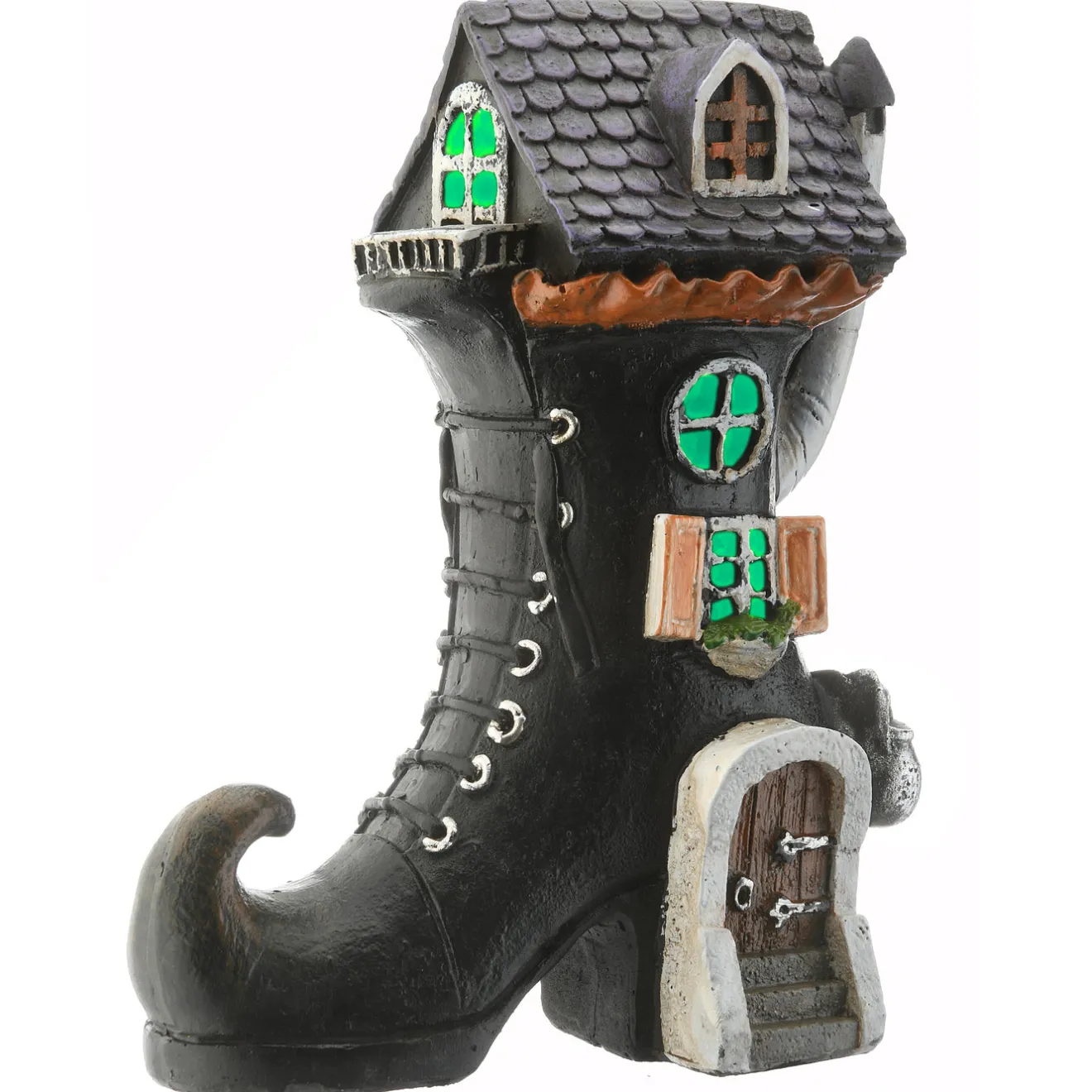 Sale 6 in. Halloween Pre-Lit Haunted Boot House Decoration with LED Lights Indoor Decorations