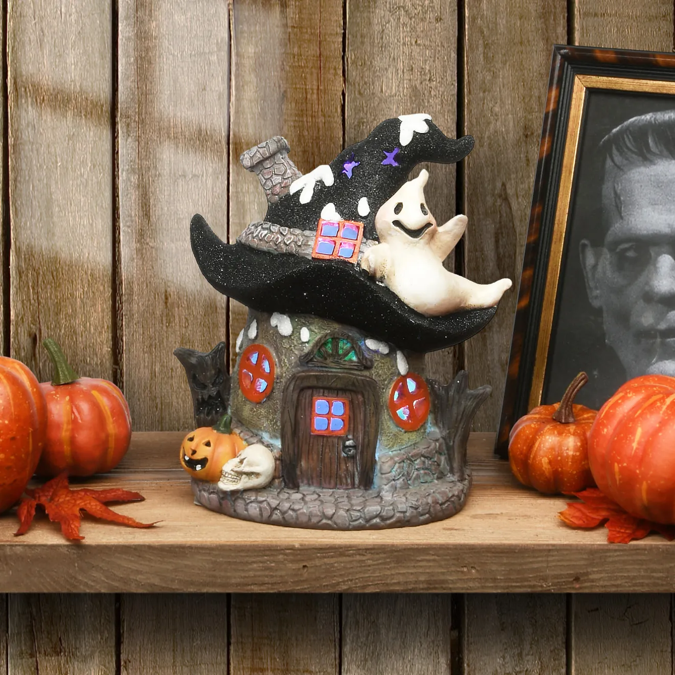 New 7 in. Halloween Pre-Lit Haunted Mushroom House Decoration with LED Lights Indoor Decorations