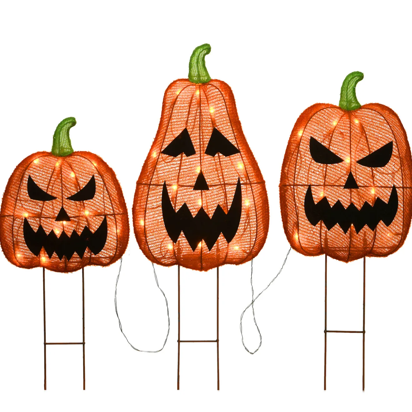 Outlet 26 in. Halloween Pre-Lit Jack-O-Lantern Garden Stakes Outdoor Decorations