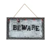 Outlet 18 in. Halloween Pre-Lit Sound Activated Animated Hanging Door Sign with LED Lights Animated Decorations