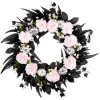 Outlet 26 in. Halloween Pretty Morbid Pink Carnation Wreath with Silver Pumpkins Wreaths