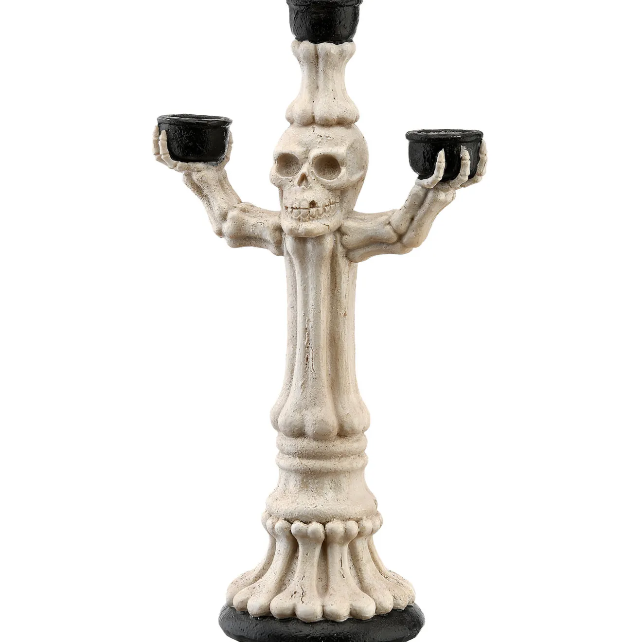 Clearance 12 in. Halloween Skeleton Candelabra Holds Three Candles Indoor Decorations