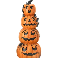 39 in. Halloween Stacked Smiling Jack-O-Lanterns Decoration Outdoor Decorations