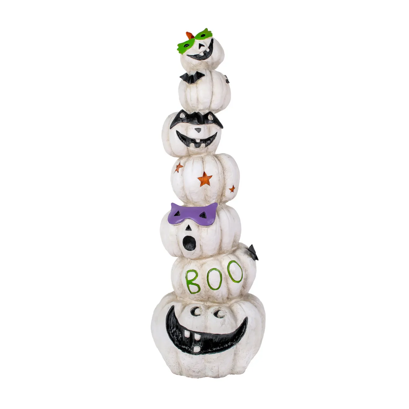 Hot 47 in. Halloween Stacked White Jack-O-Lanterns Decoration Indoor Decorations