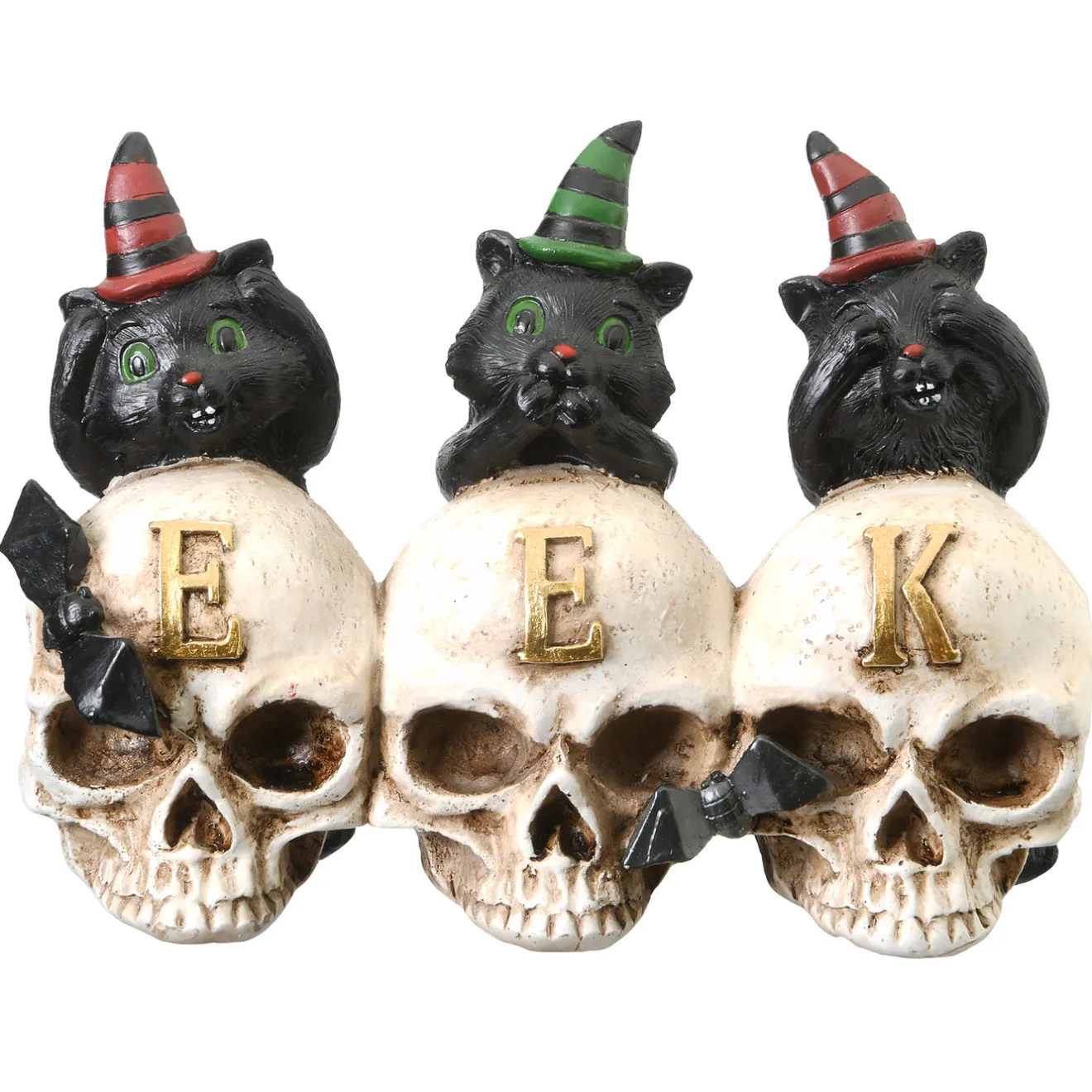 Best 5 in. Halloween Three Black Cats and EEK Skull Sign Decoration Indoor Decorations