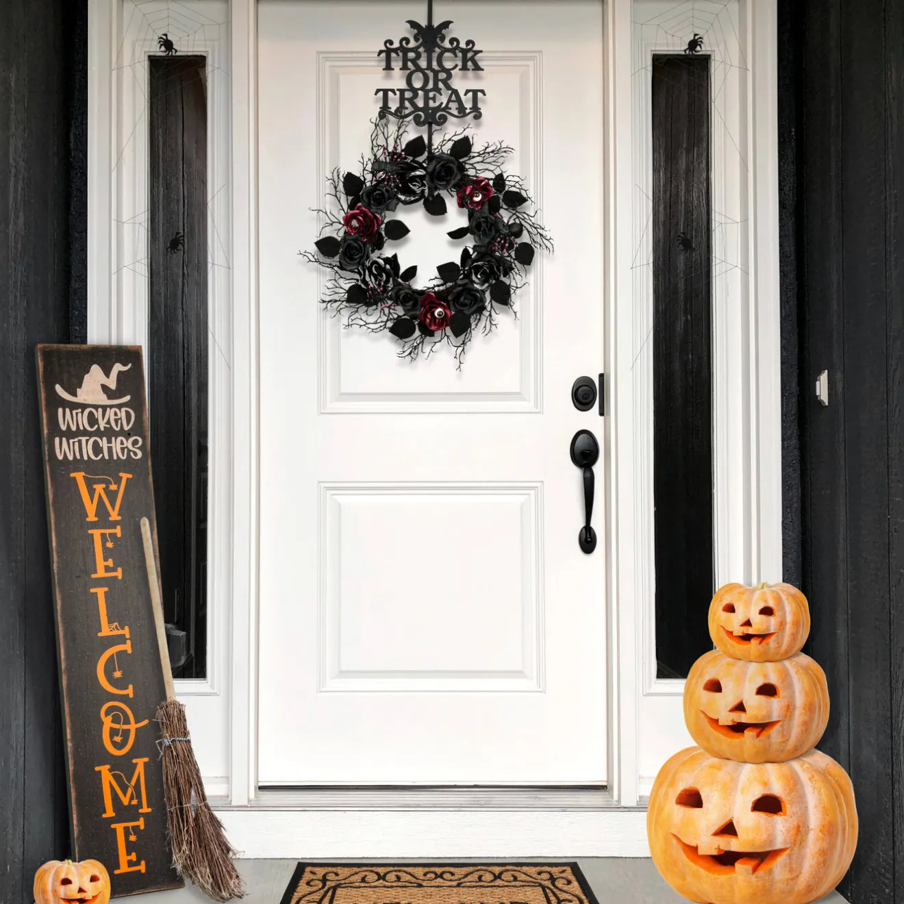 New 19 in. Halloween Trick or Treat Metal Wreath Hanger Wreaths