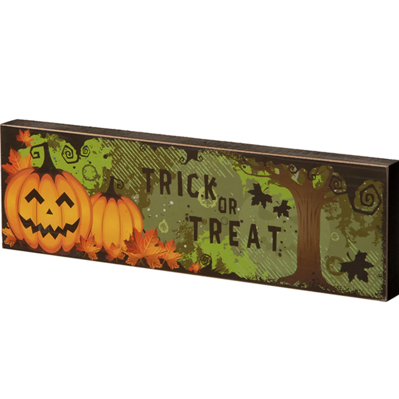 Outlet 4 in. Halloween Trick Or Treat Table Sign Decoration Indoor Decorations