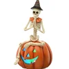 Online 12 in. Halloween Trick or Treat Skeleton on Jack O Lantern with LED Lights Indoor Decorations