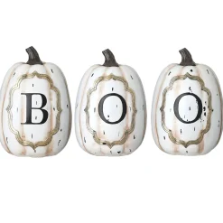 Best 13 in. Halloween White Pumpkin BOO Sign Decoration Outdoor Decorations