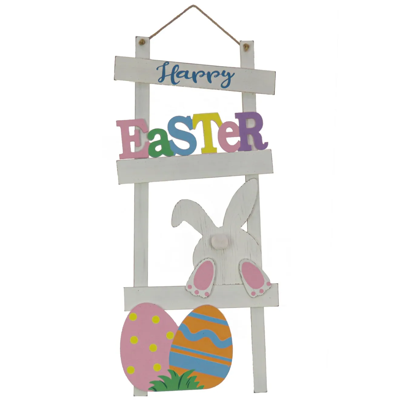 New 36 in. Happy Easter Hanging Wall Decoration with Bunny and Eggs Wall Decorations