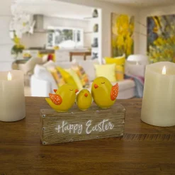 Hot 6 in. Happy Easter Table Decoration Decorated with 3 Chicks Table Decorations