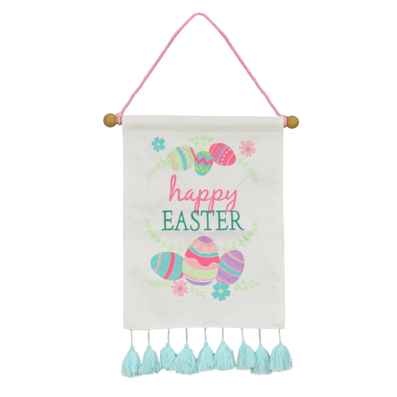 Sale 19 in. Happy Easter with Eggs Hanging Banner Decoration Wall Decorations