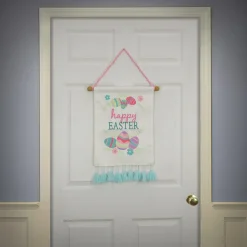Sale 19 in. Happy Easter with Eggs Hanging Banner Decoration Wall Decorations