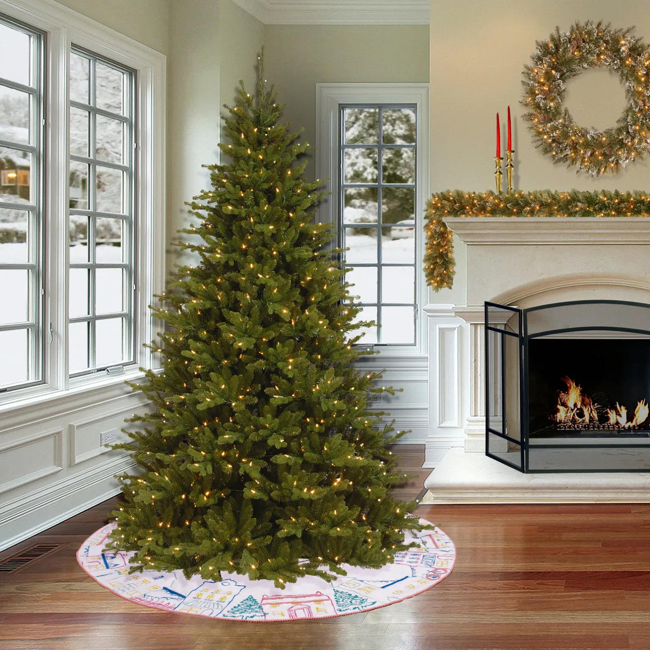 Sale 52 in. HGTV Home Collection Village Scene Tree Skirt Tree Skirts & Collars