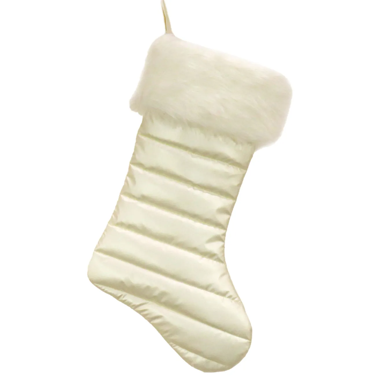 Hot 20 in. HGTV Home Collection Puffy Coat Stocking, White Stockings