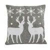 18 in. HGTV Home Collection Reindeer and Snowflakes Pillow Pillows & Throws