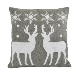 18 in. HGTV Home Collection Reindeer and Snowflakes Pillow Pillows & Throws