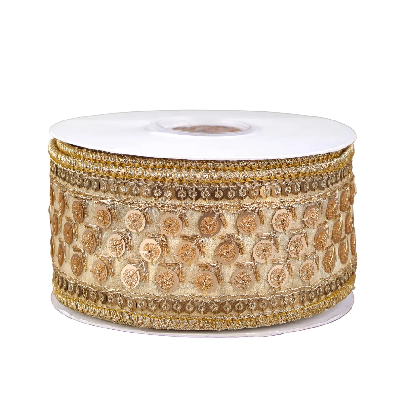 Outlet 2.5 in. HGTV Home Collection Dupioni Gold Beaded Ribbon Tree Ribbons