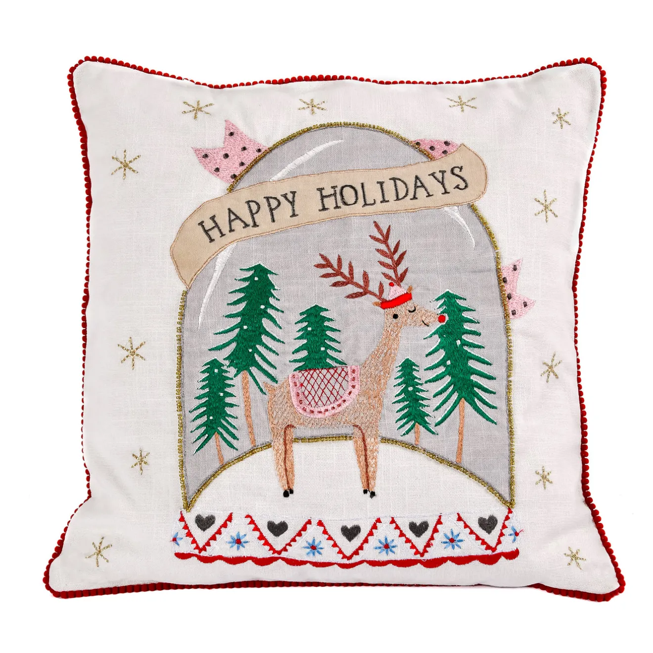 Sale 18 in. HGTV Home Collection Snow Globe Christmas Pillow Pillows & Throws