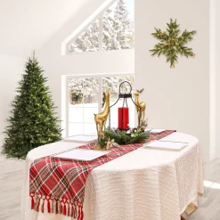 Outlet 72 in. HGTV Home Collection Bias Cut Red Plaid Table Runner Pillows & Throws
