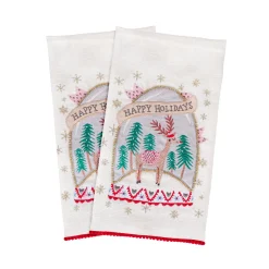 Discount 18 in. HGTV Home Collection Christmas Snow Globe Guest Towel Pair Pillows & Throws