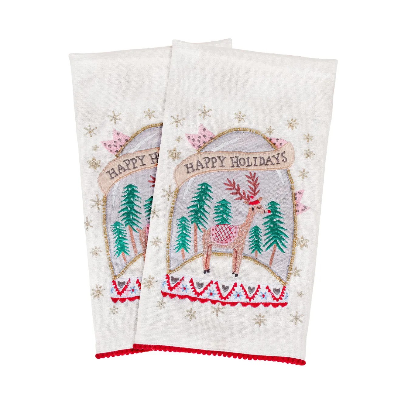 Discount 18 in. HGTV Home Collection Christmas Snow Globe Guest Towel Pair Pillows & Throws