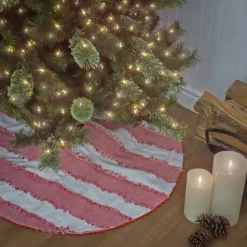 New 48 in. HGTV Home Collection Red White Ric Rac Border Tree Skirt Tree Skirts & Collars