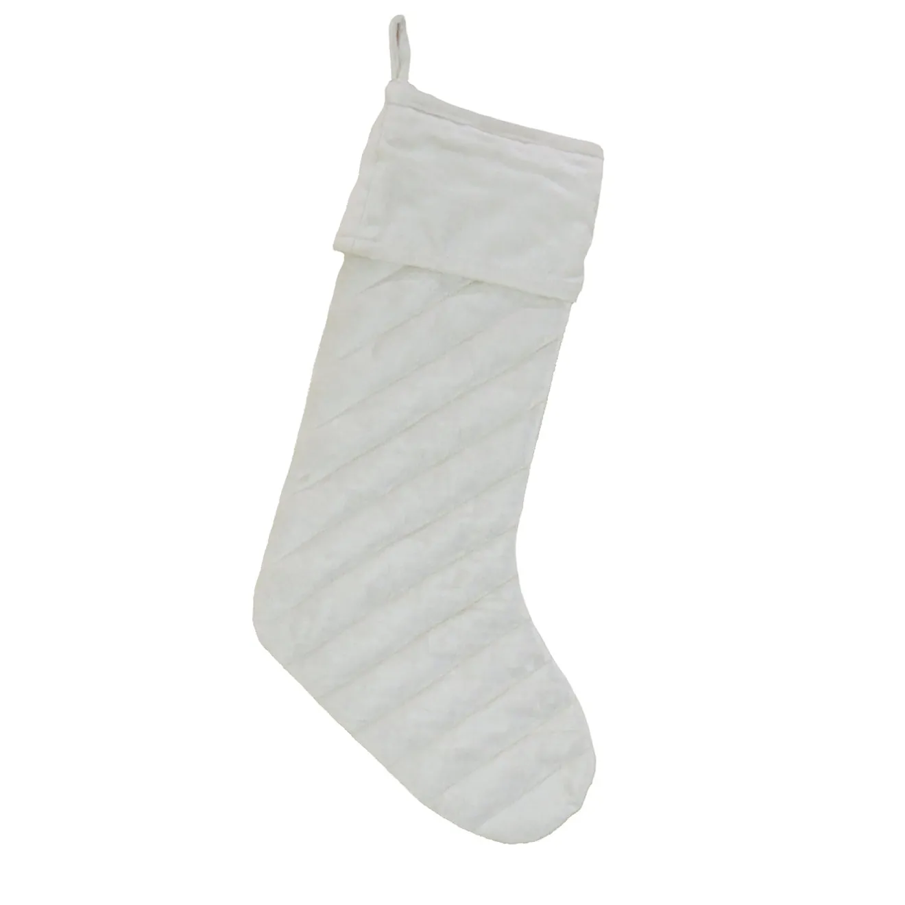 Hot 19 in. HGTV Home Collection Quilted Velvet Stocking, Ivory Stockings
