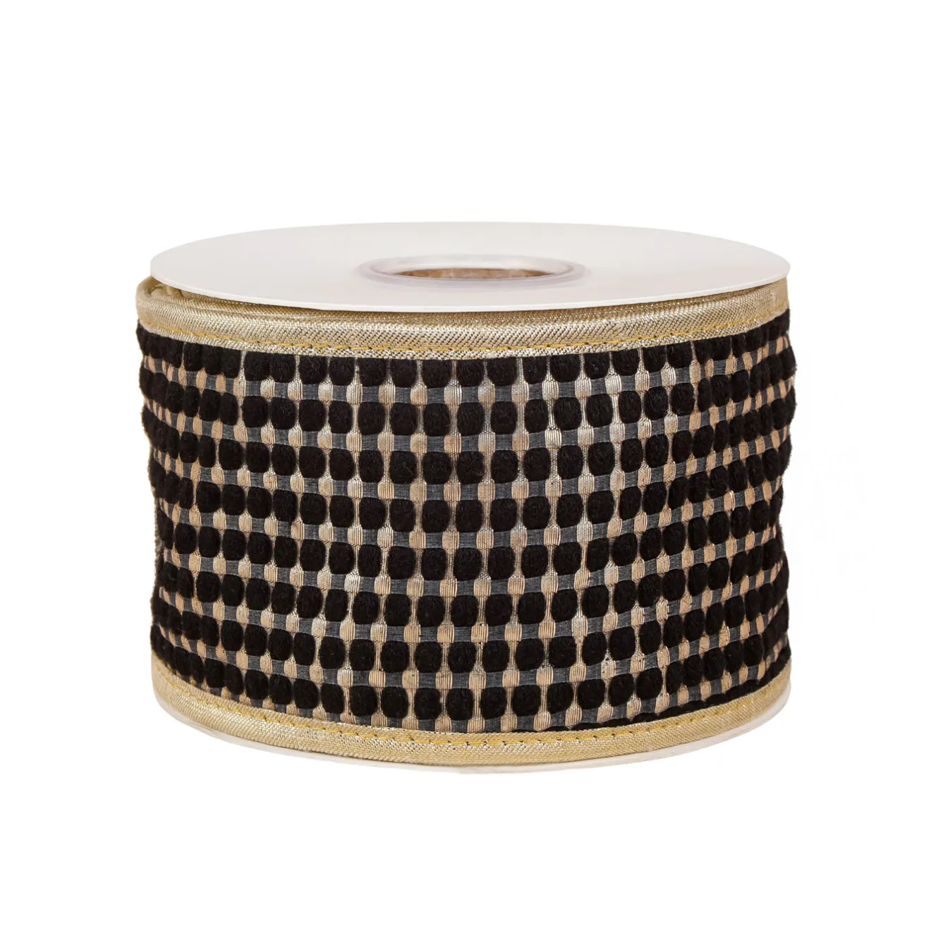 Outlet 3 in. HGTV Home Collection Carmel Jacquard Double-Sided Ribbon, Black Tree Ribbons
