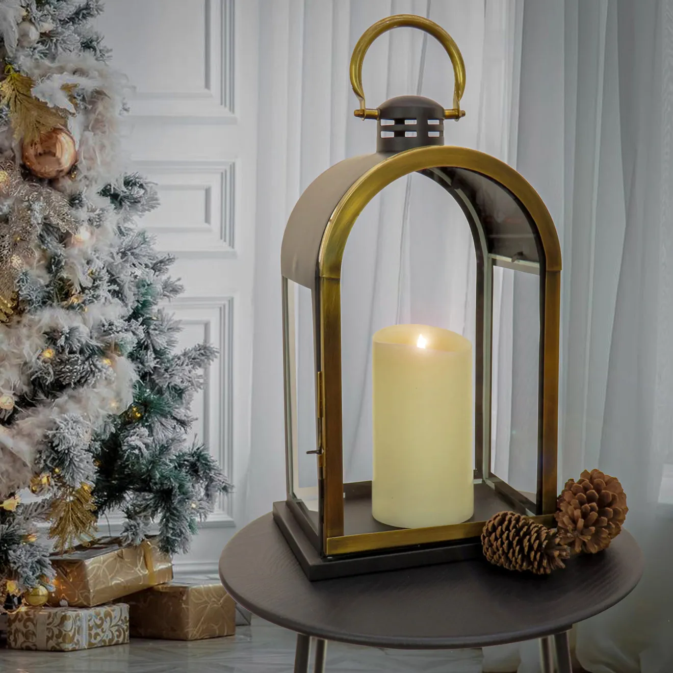 Clearance 22 in. HGTV Home Collection Antique Bronze Dome Lantern, Large Decorative Accents