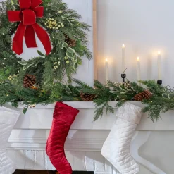 Outlet 19 in. HGTV Home Collection Quilted Velvet Stocking, Red Stockings