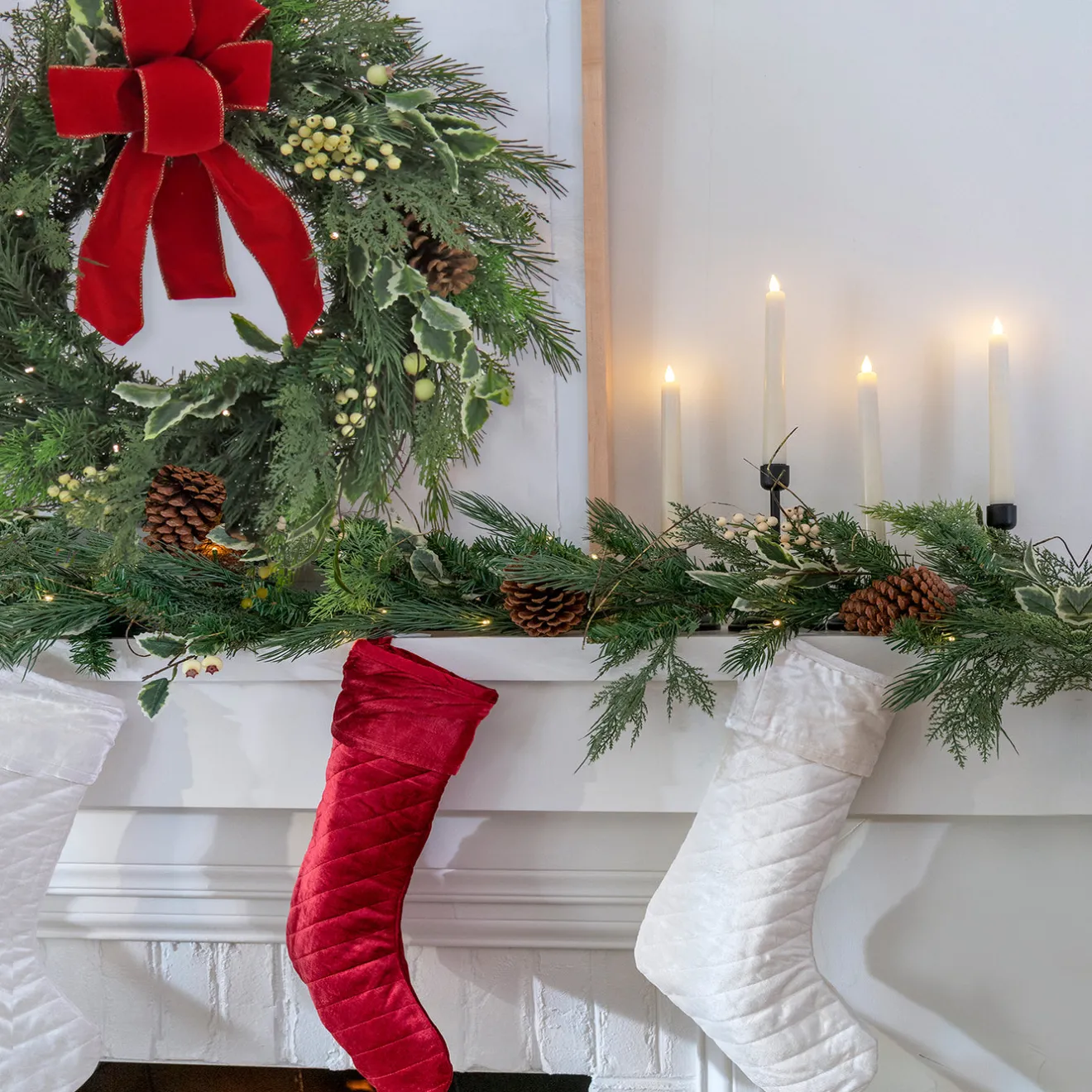 Outlet 19 in. HGTV Home Collection Quilted Velvet Stocking, Red Stockings