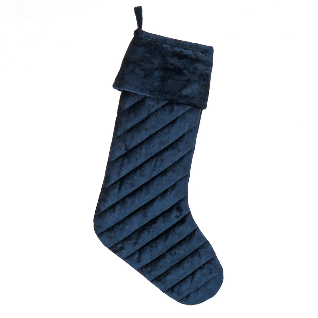 New 19 in. HGTV Home Collection Quilted Velvet Stocking, Blue Stockings