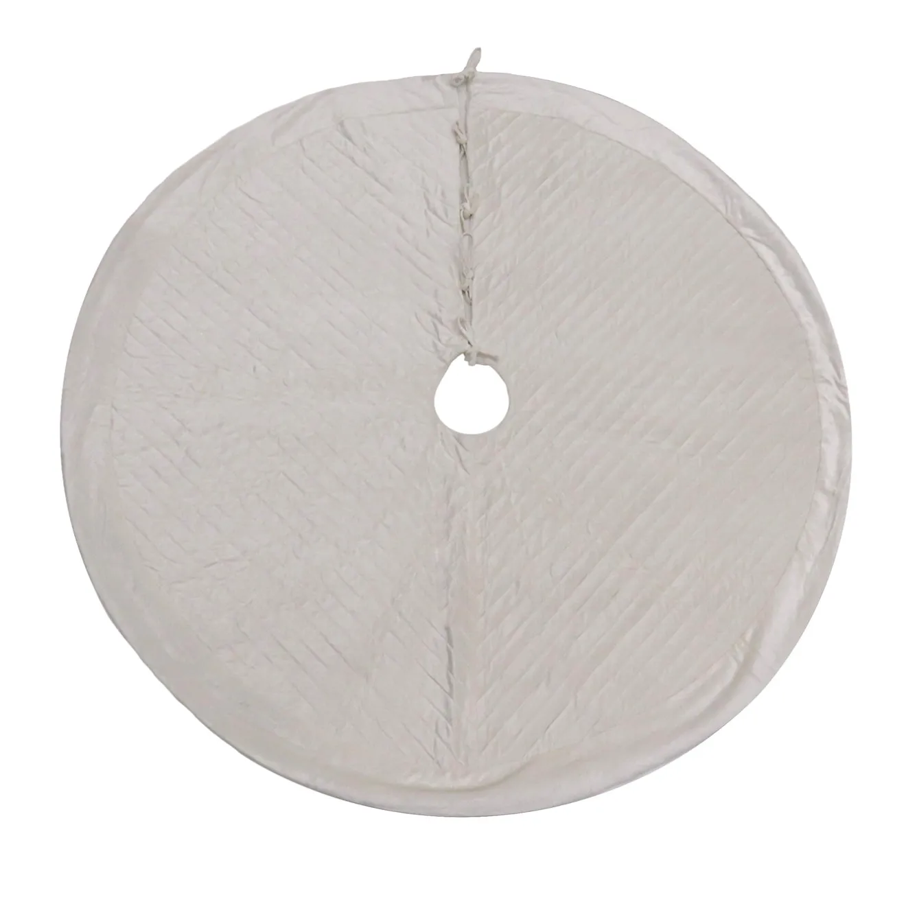 Best 60 in. HGTV Home Collection Quilted Velvet Tree Skirt, Ivory Tree Skirts & Collars