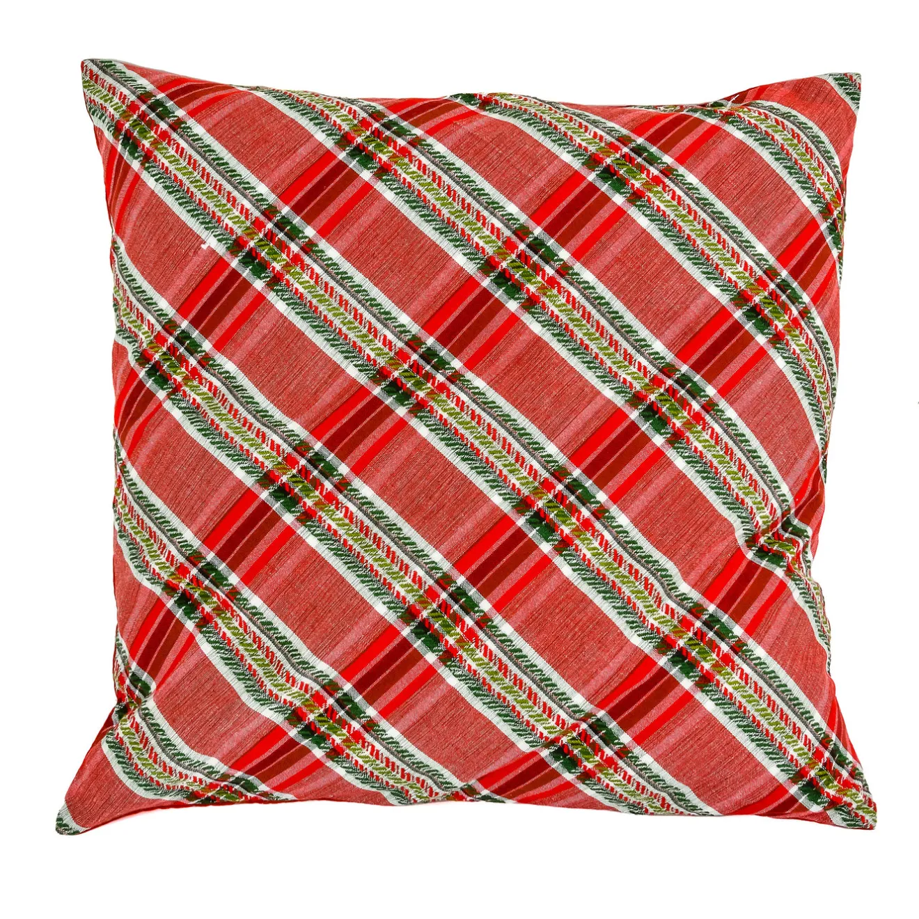 Clearance 24 in. HGTV Home Collection Bias Cut Red Plaid Pillow Pillows & Throws