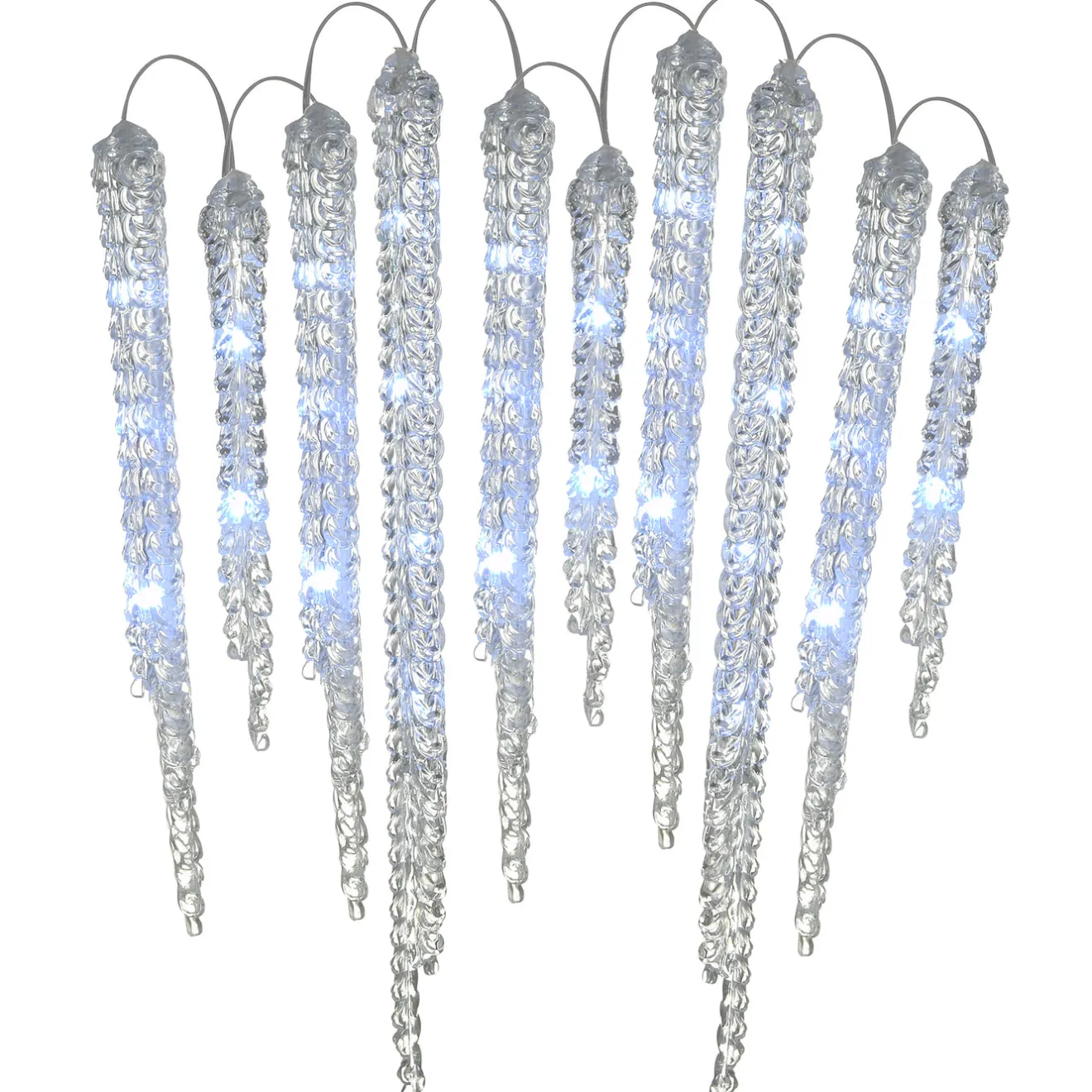 Clearance 16 in. Ice Crystals Icicles with Micro LED Lights, Set of 10 Decorative Accents