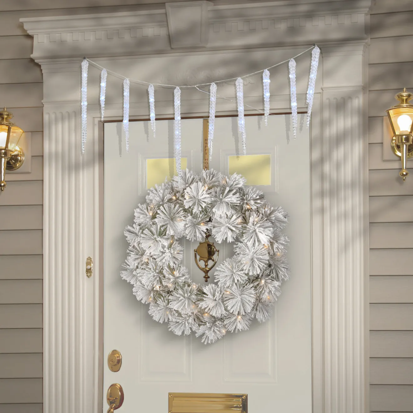 Clearance 16 in. Ice Crystals Icicles with Micro LED Lights, Set of 10 Decorative Accents