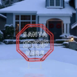 Clearance 44 in. LED Light Strip “Santa Stop Here in. Sign Decorative Accents