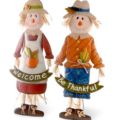 Sale 27 in. Metal Scarecrow Standing Outdoor Fall Decoration Fall Decorations