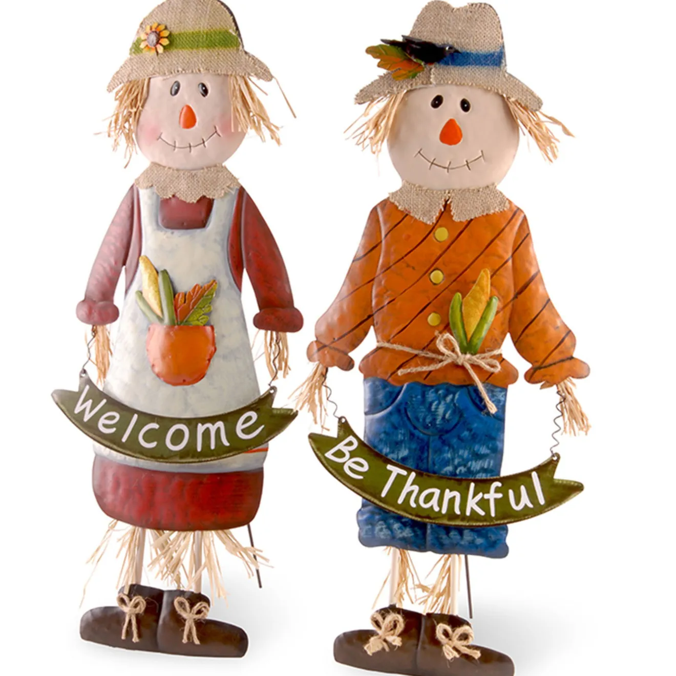 Sale 27 in. Metal Scarecrow Standing Outdoor Fall Decoration Fall Decorations
