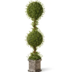 Online 60 in. Mini Tea Leaf 2 Ball Topiary in a Silver Square Pot Topiaries & Shrubs