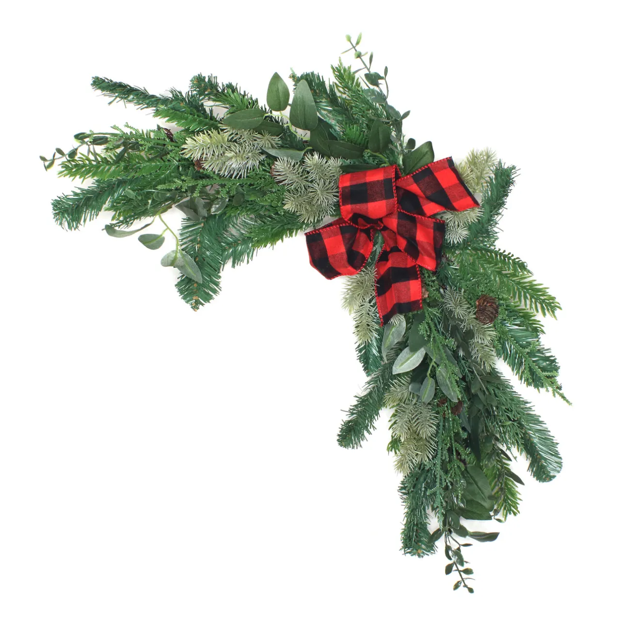 Best 24 in. Mixed Pine and Bow Christmas Corner Swags Swags