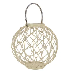 Hot 12 in. Modern Design and Finish Bleached Sand Outdoor Lantern Candleholder Outdoor Lighting