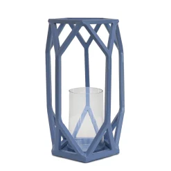 Discount 11 in. Modern Design and Finish Ice Melt Blue Outdoor Lantern Candleholder Outdoor Lighting