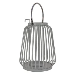Best 13 in. Modern Design and Finish Glacier Gray Outdoor Lantern Candleholder Outdoor Lighting