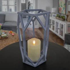 Best 11 in. Modern Design and Finish Dusty Blue Outdoor Lantern Candleholder Outdoor Lighting