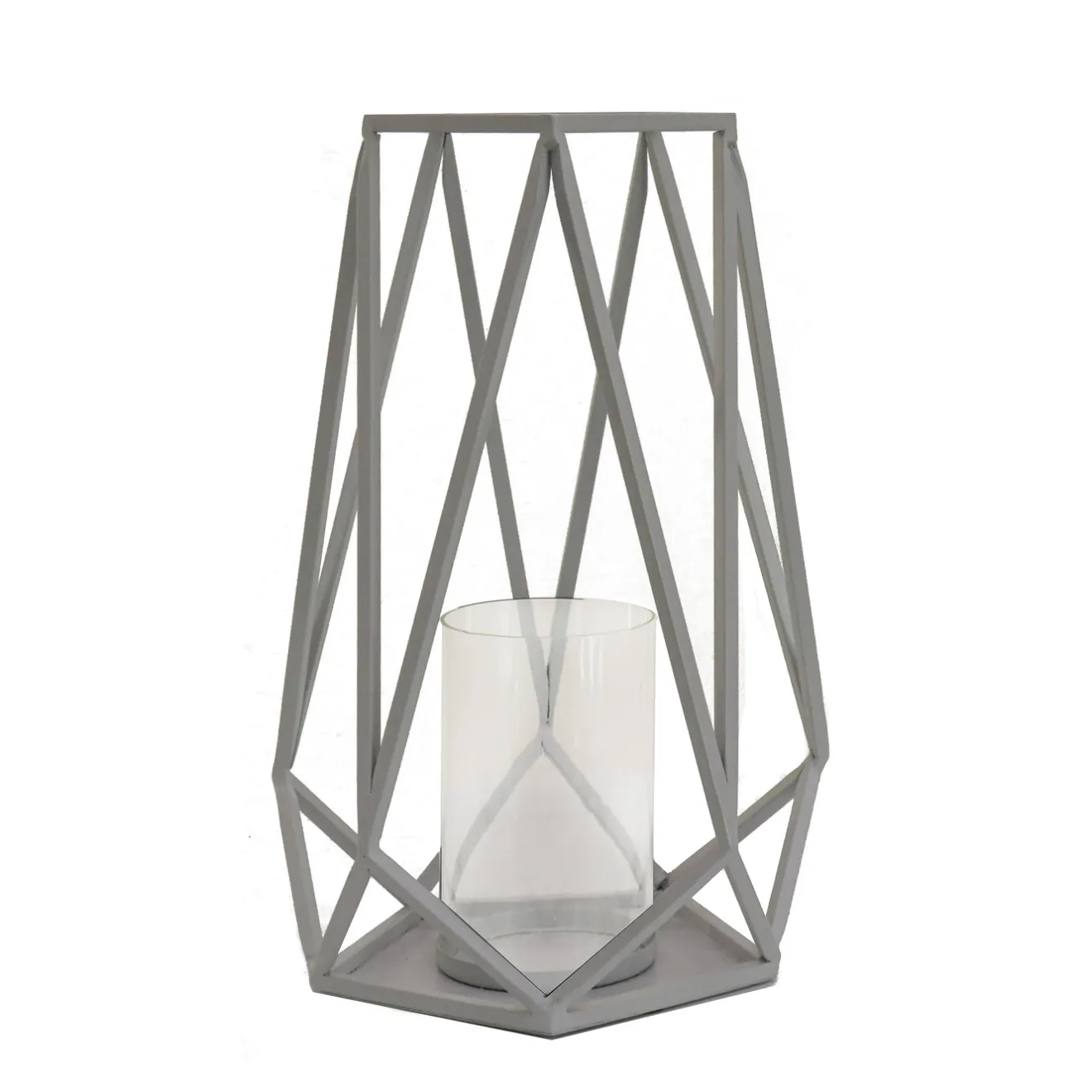 Clearance 12 in. Modern Design and Finish Glacier Gray Outdoor Lantern Candleholder Outdoor Lighting